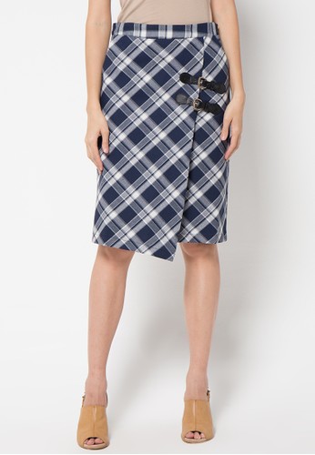 Plaids Skirt W/ Leather Buckle