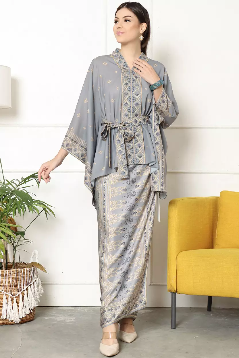 Kanzi Songket Sarong Kebaya Belt Grey 