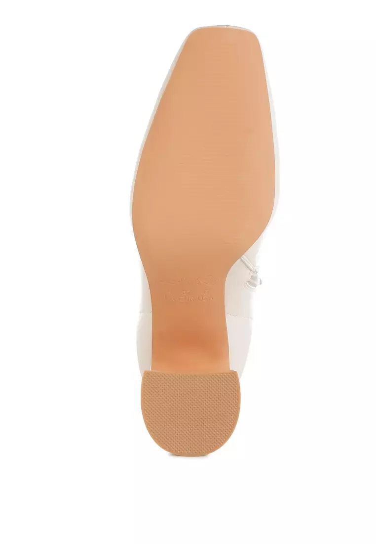 Square Toe Ankle Boots In Off White