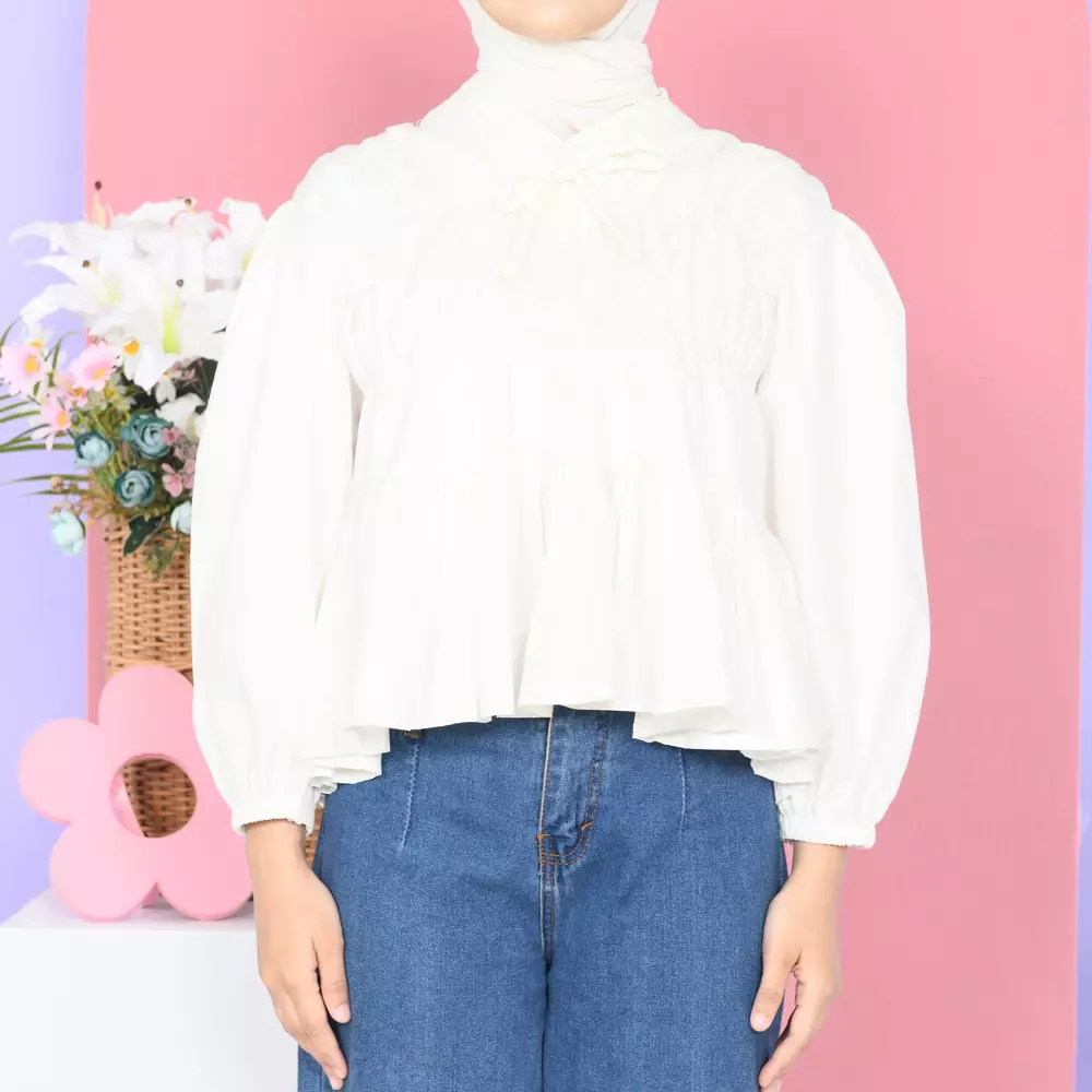 Liora Rubber Blouse - Broken White M19620 R21S4