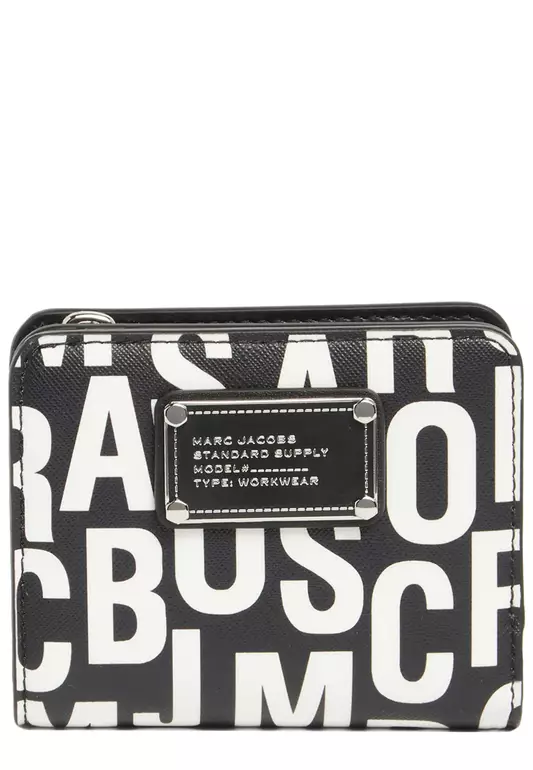 Jumbled Logo Trademarc Mini Compact Wallet - Black/ White 4S4SMP009S02