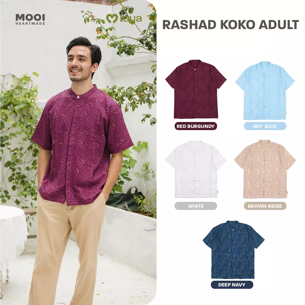Mooi Atasan Pria Kemeja Pria Raya Collection Rashad Koko Adult Zeina Series - Deep Navy