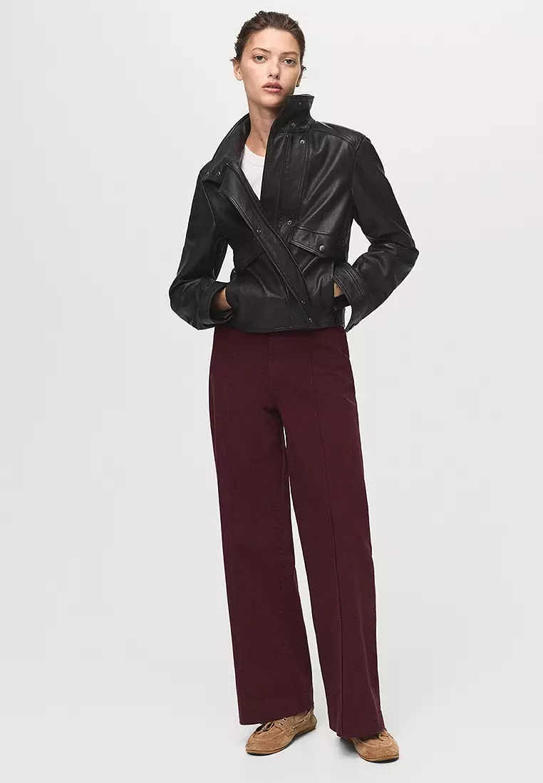 High-Waisted Wide-Leg Jeans With Stitching