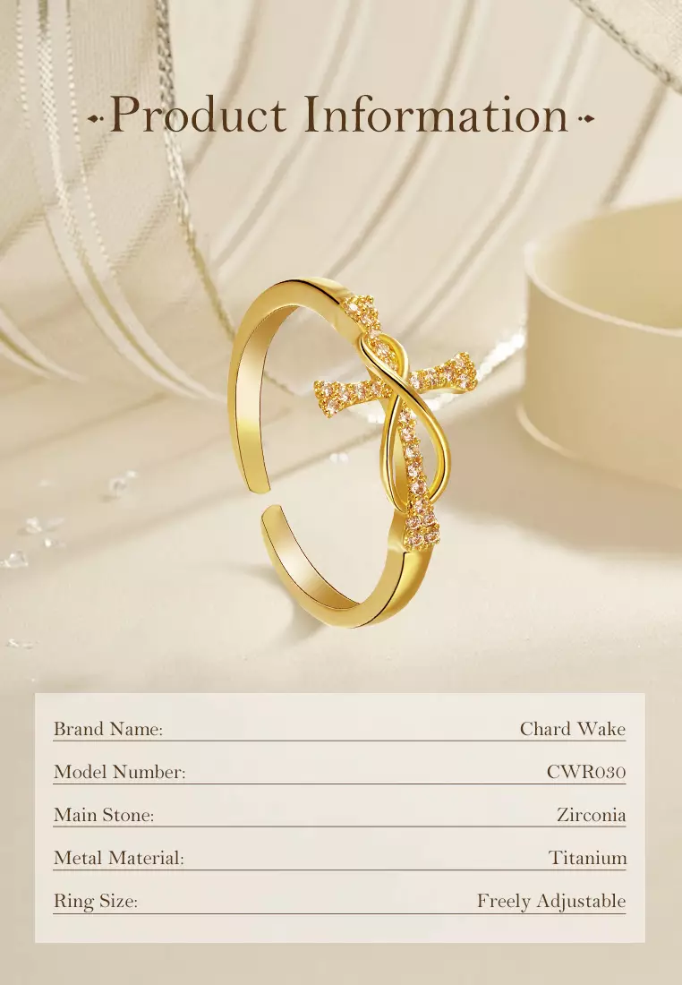 Cincin Wanita Berlian Titanium Menyeberang Fashion Perhiasan Cincin Cewek Ring gold