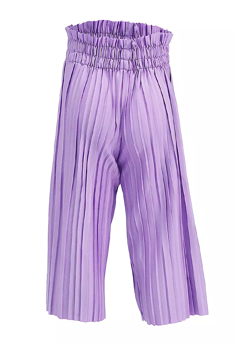 Yocelyn Kulot Plisket Anak Perempuan Motif Polos Kid Long Pants Material Hyget ORIGINAL - Lilac
