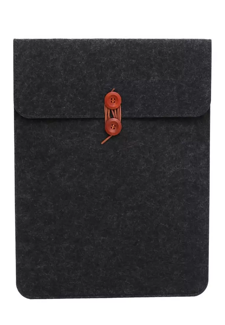 Quenty Felt Button Style Sleeve Case Laptop Ultrabook Compability 13 Inch Material Wool ORIGINAL - Dark Grey