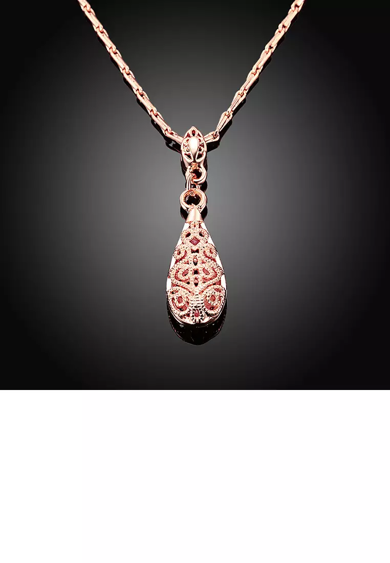 Buy Glamorousky Plated Rose Gold Water Drop Pendant with Necklace