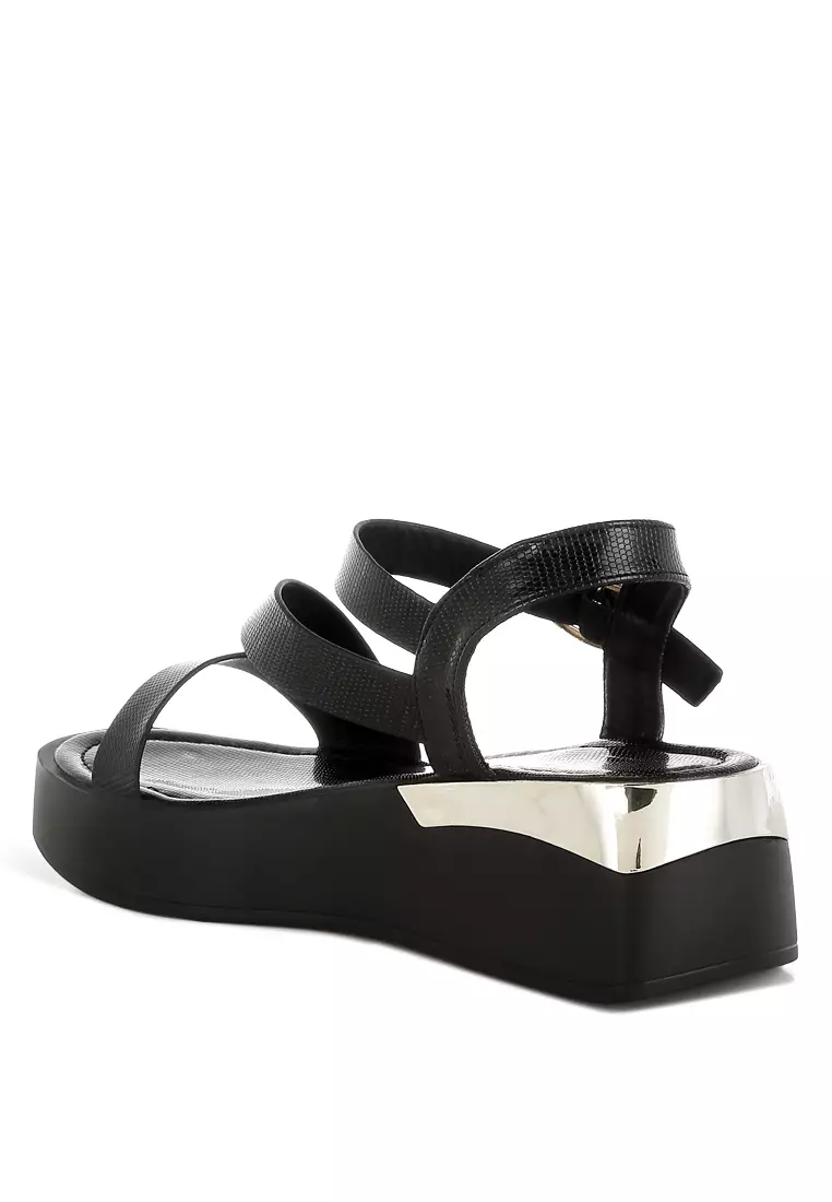 Chunky Flatform Sandals In Black