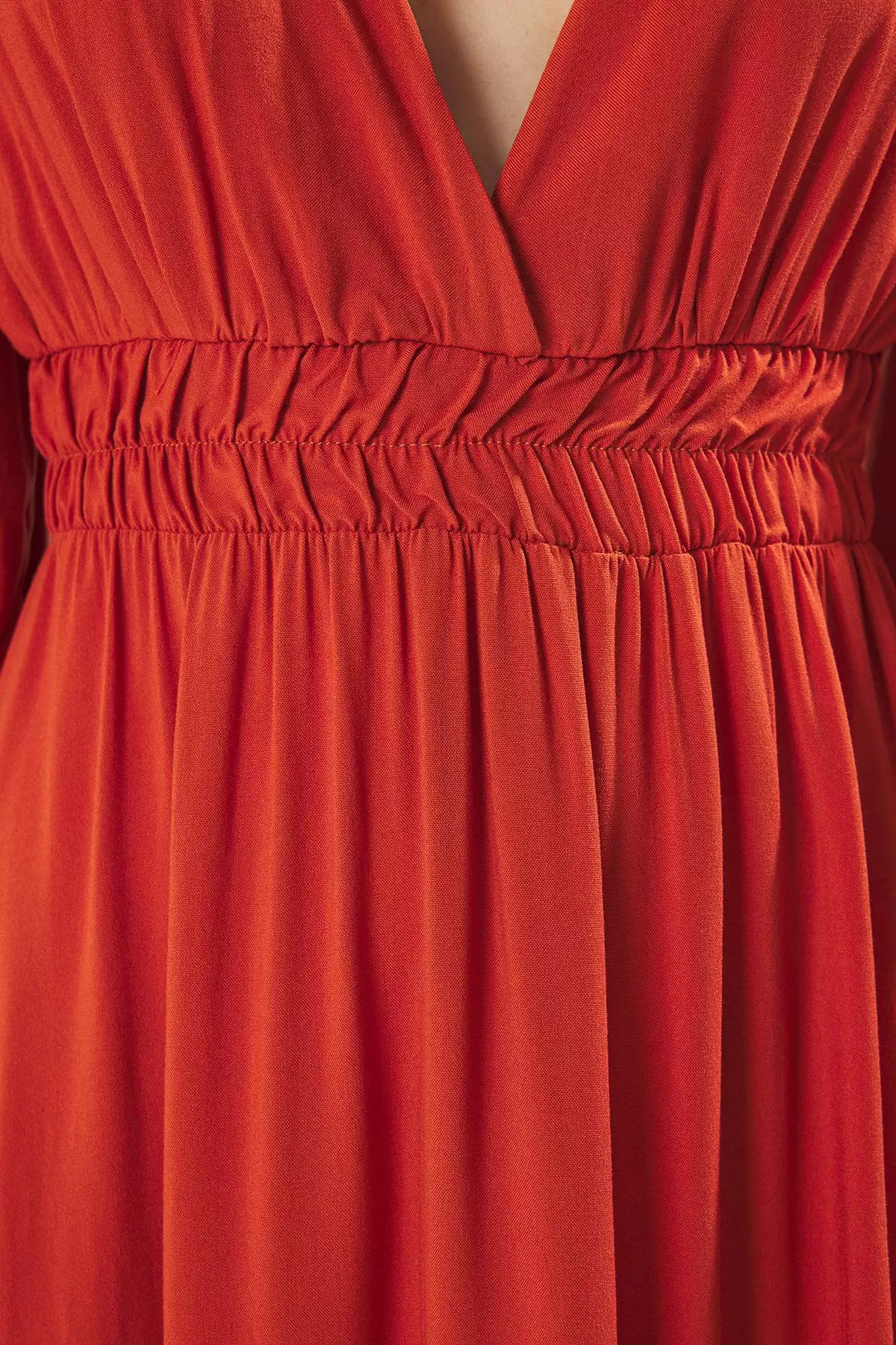 Brick Plain Maxi Woven Dress TWOSS25EL00776