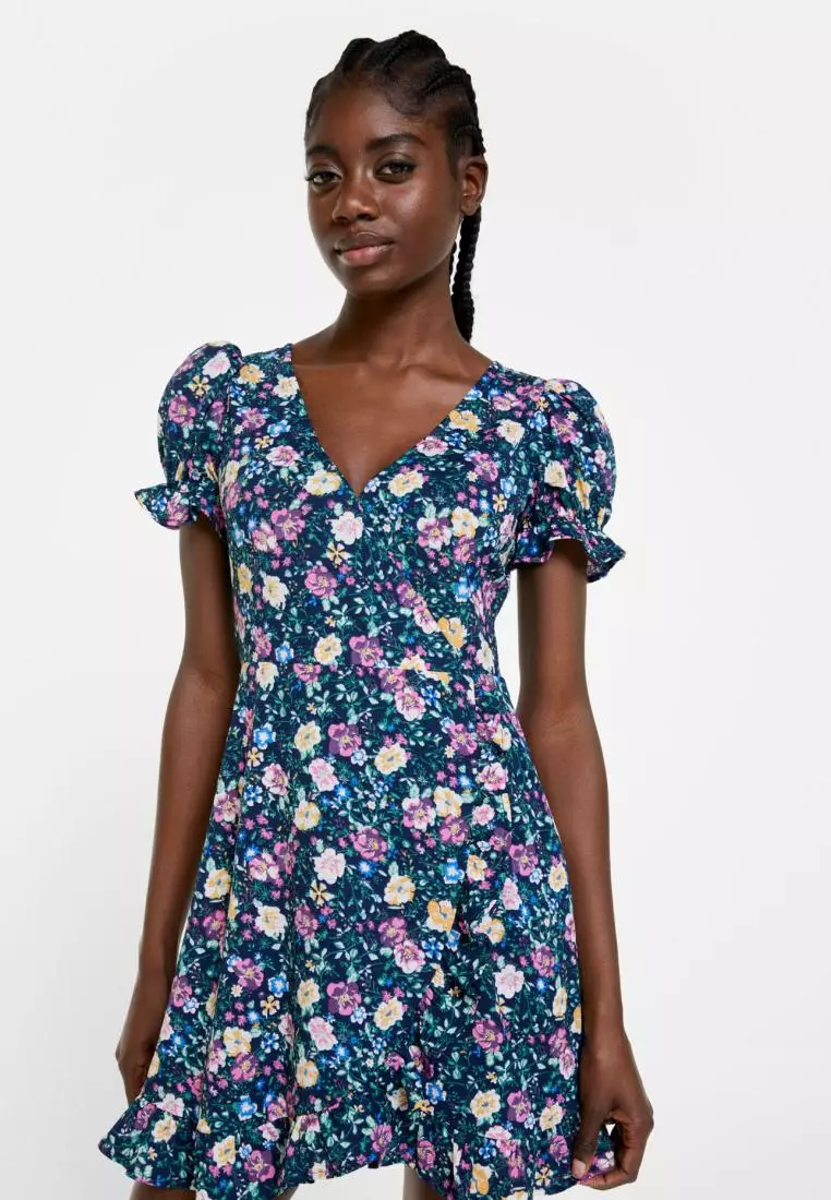 Floral crossover hot sale dress