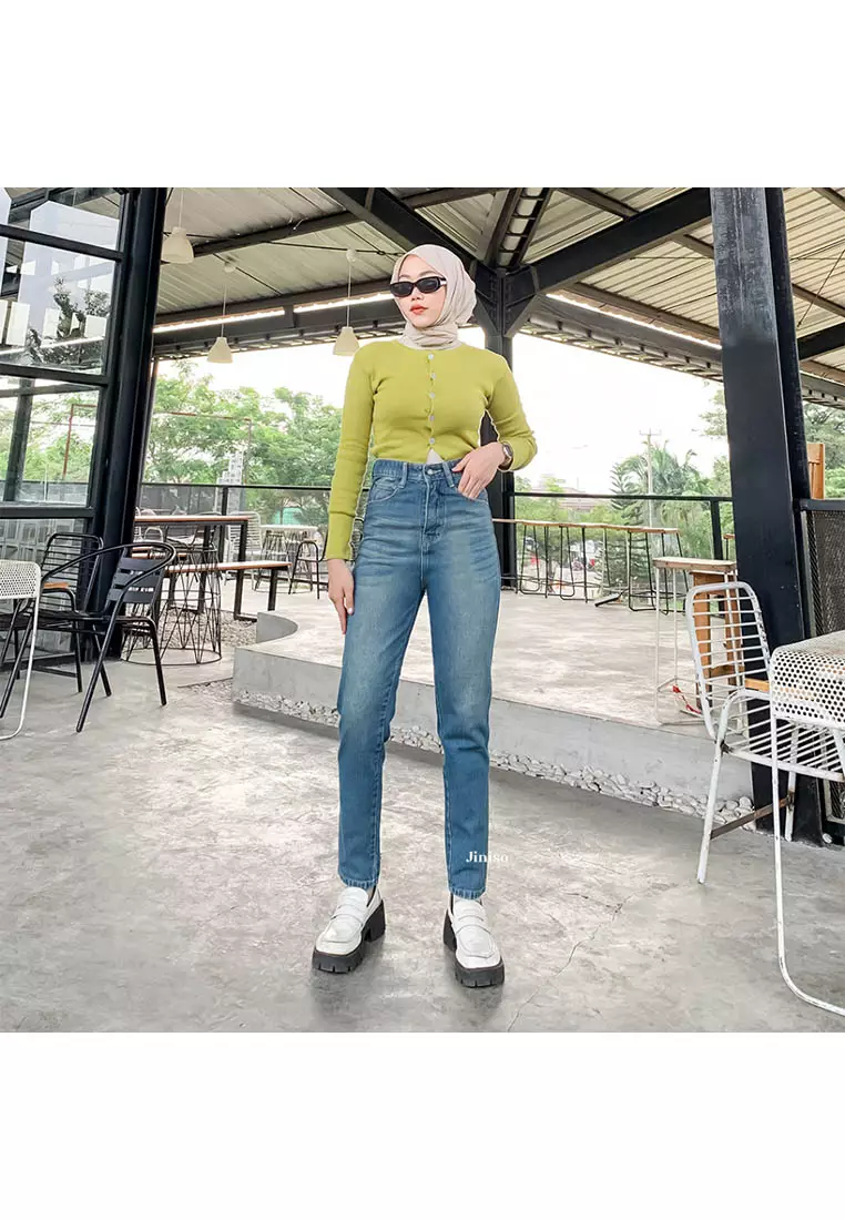 Jual JINISO Highwaist Boyfriend Jeans 028 FEEL GOOD Original 2025