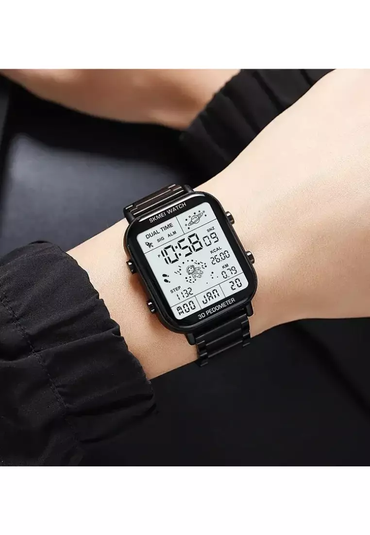Back Light Display Sport Pedometer Digital Watches Mens Stopwatch Countdown Wristwatch Calendar Calorie Calculation Clock