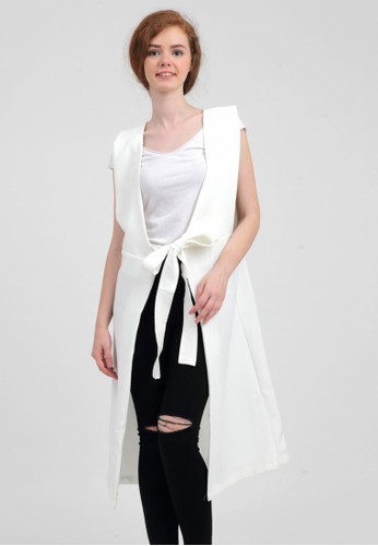 MKY Vincia Long Kimono Vest in White