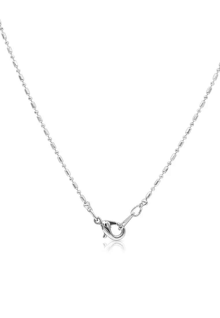 SO SEOUL Lic Crown Solitaire Diamond Simulant Cubic Zirconia Pendant Chain Necklace
