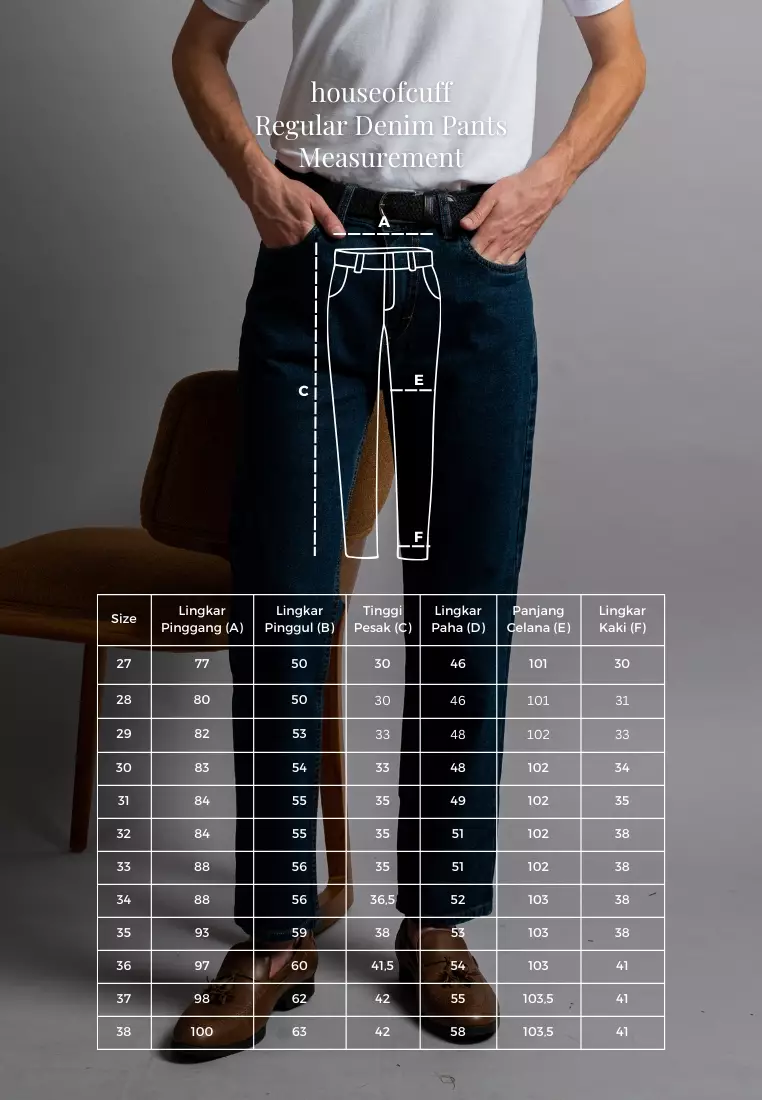 Houseofcuff Celana Jeans Reguler Fit Pria Panjang Denim Biru Gelap