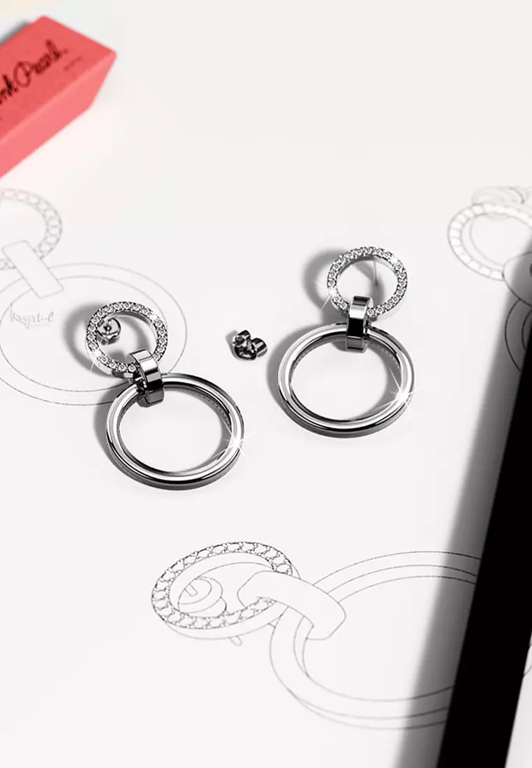 Orbit of Radiance Earrings Embellished with SWAROVSKI® Crystal in White Gold