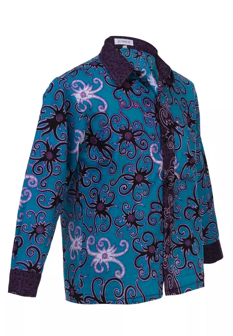 Lucas Kemeja Formal Batik Anak Laki-laki Lengan Panjang Motif Cumi Kids Traditional Shirt Material Cotton ORIGINAL - Tosca