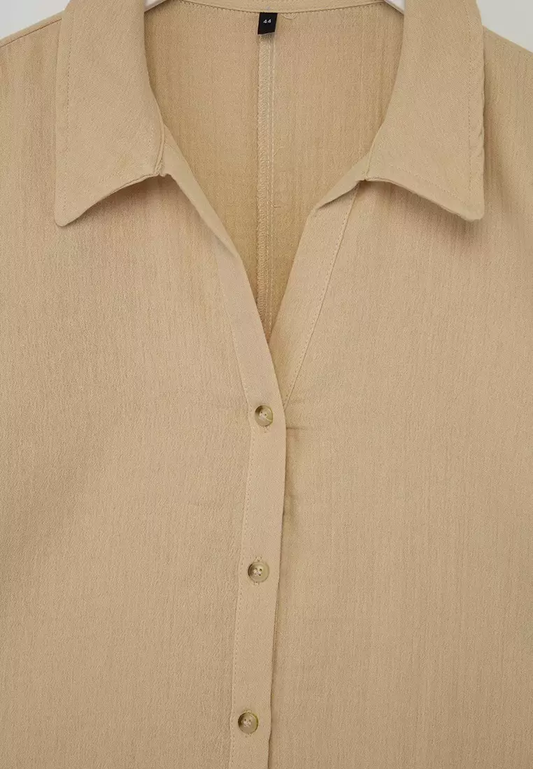 Dark Beige Regular Fit Muslin Woven Fabric 100% Cotton Beach Wear Plus Size Jumpsuit Tbbss25Bg00000