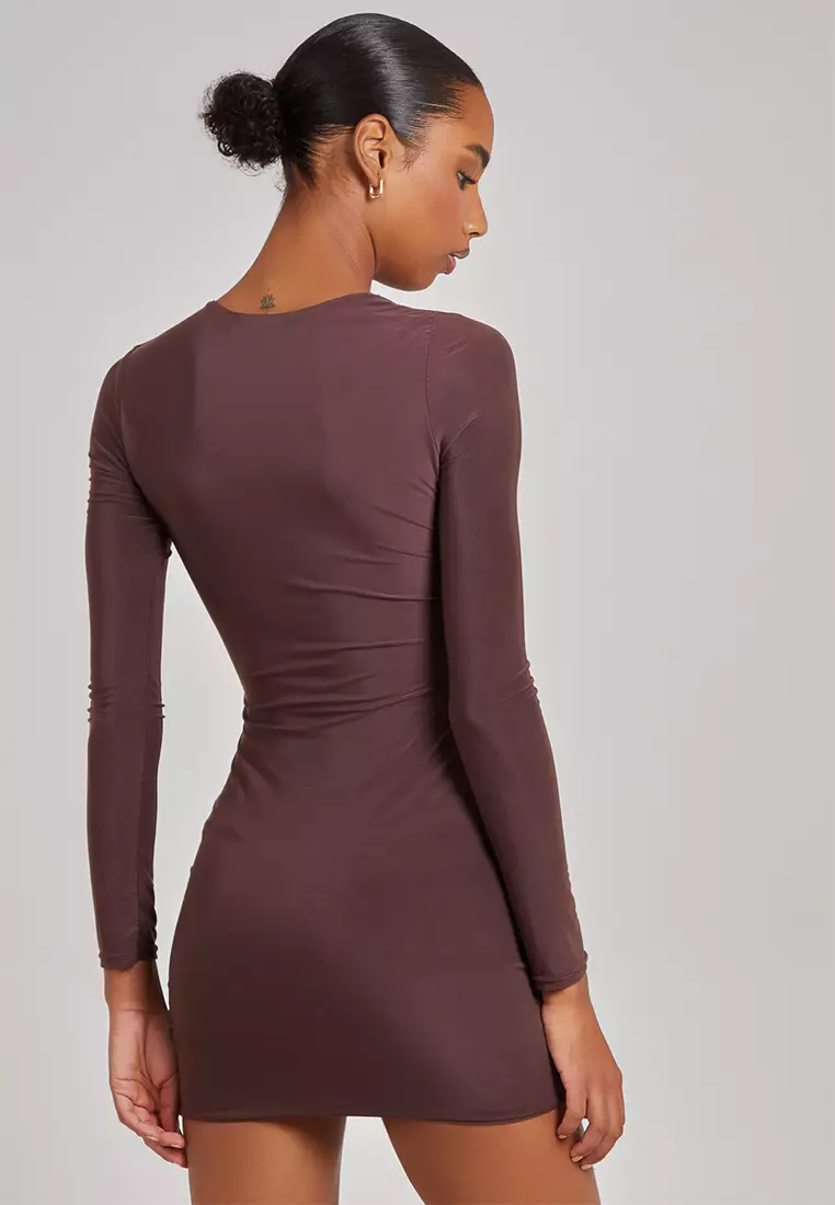 Pink Vanilla Chocolate Aysmmetric Cut Out Shoulder Dress