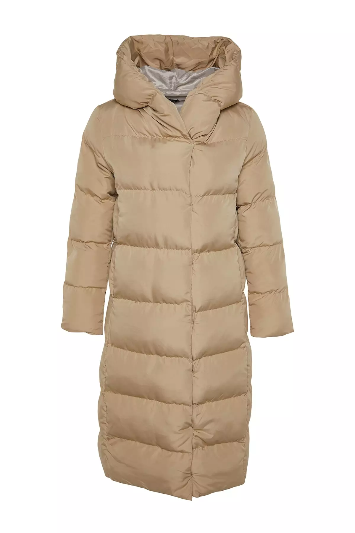 Mink Regular Side Snap Closure Water Repellent Long Quilted Puffer Coat TWOAW24MO00044