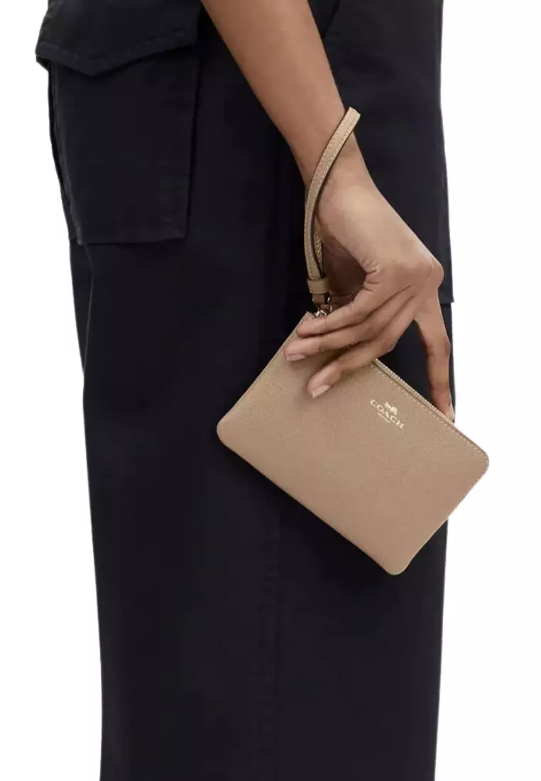 Buy Coach Coach Corner Zip Wristlet In Taupe CV396 2025 Online