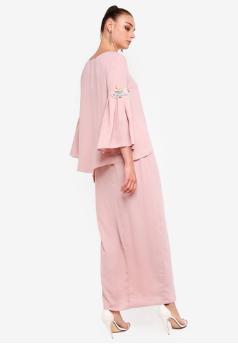 Buy Embellished Flare Sleeves Top Set from Zalia in Pink at Zalora