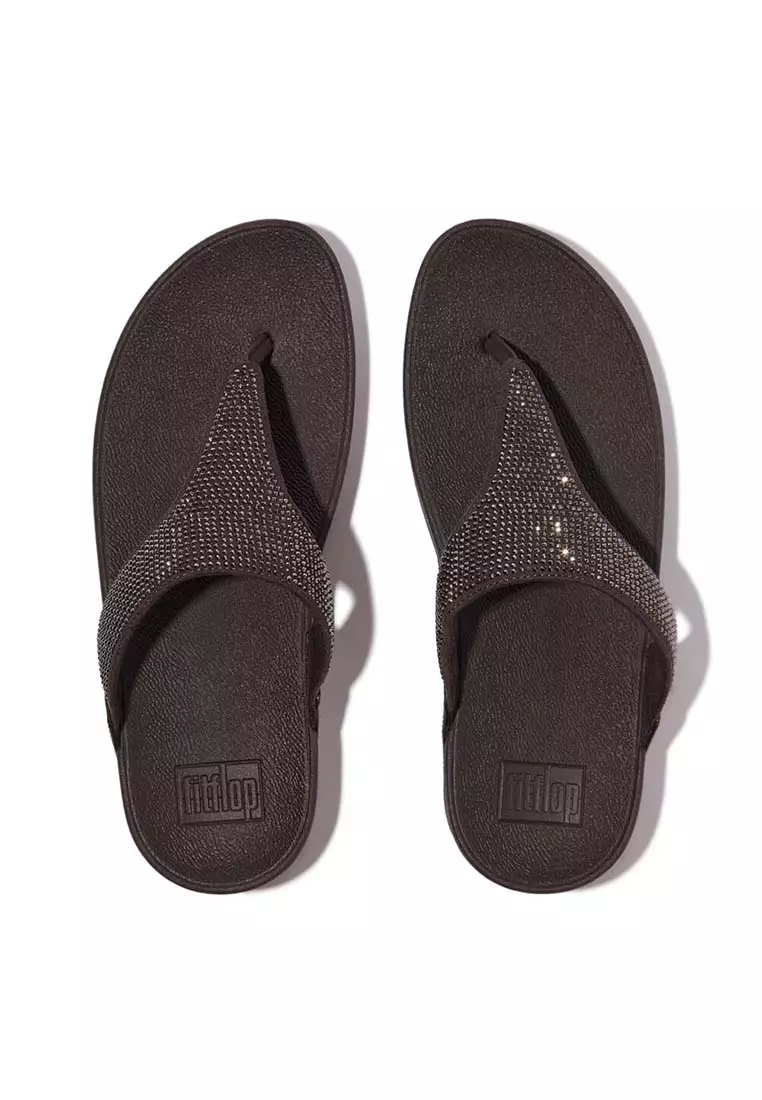 FitFlop LULU Crystal Embellished Toe-Post Sandals - Metallic Chocolate Brown (EC5-C89)
