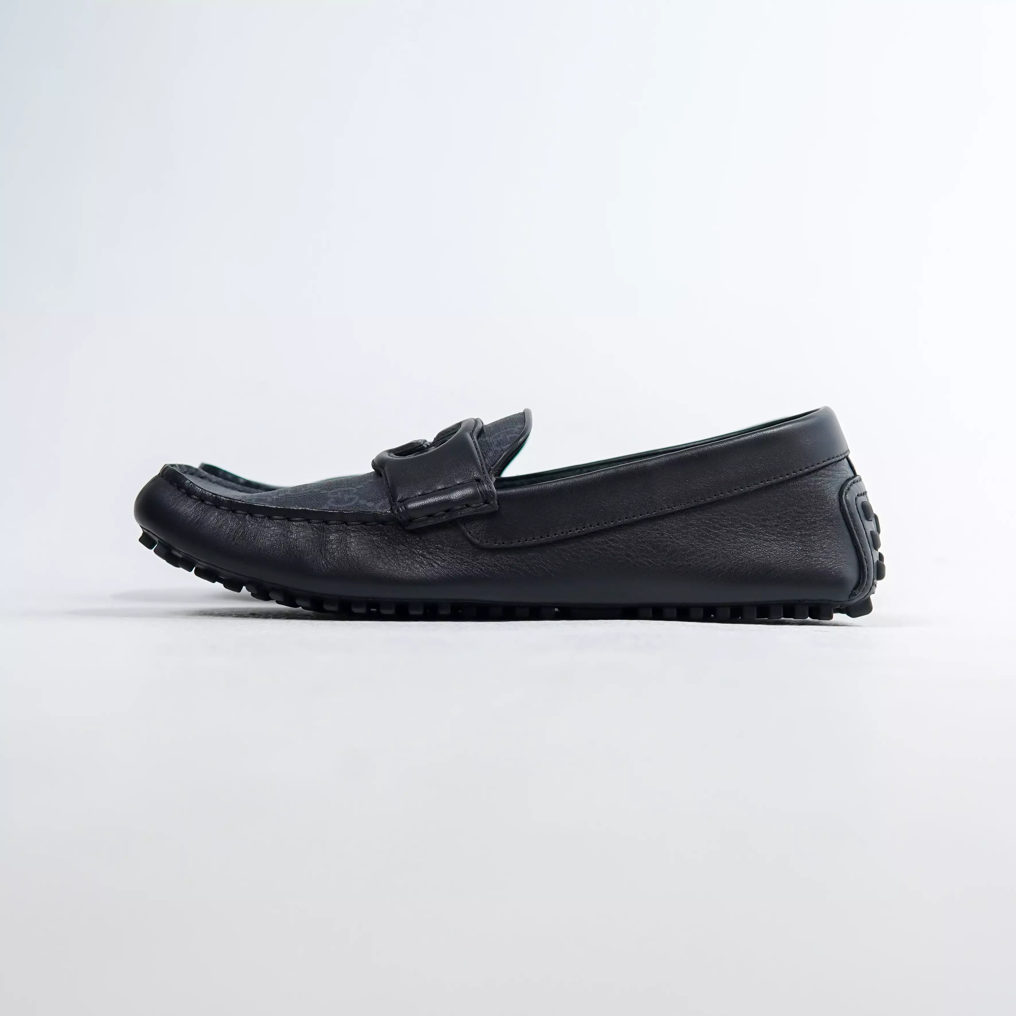 Sepatu GUCCI GG INTERLOCKING MONOGRAM GREY BLACK LOAFER 100% ORIGINAL