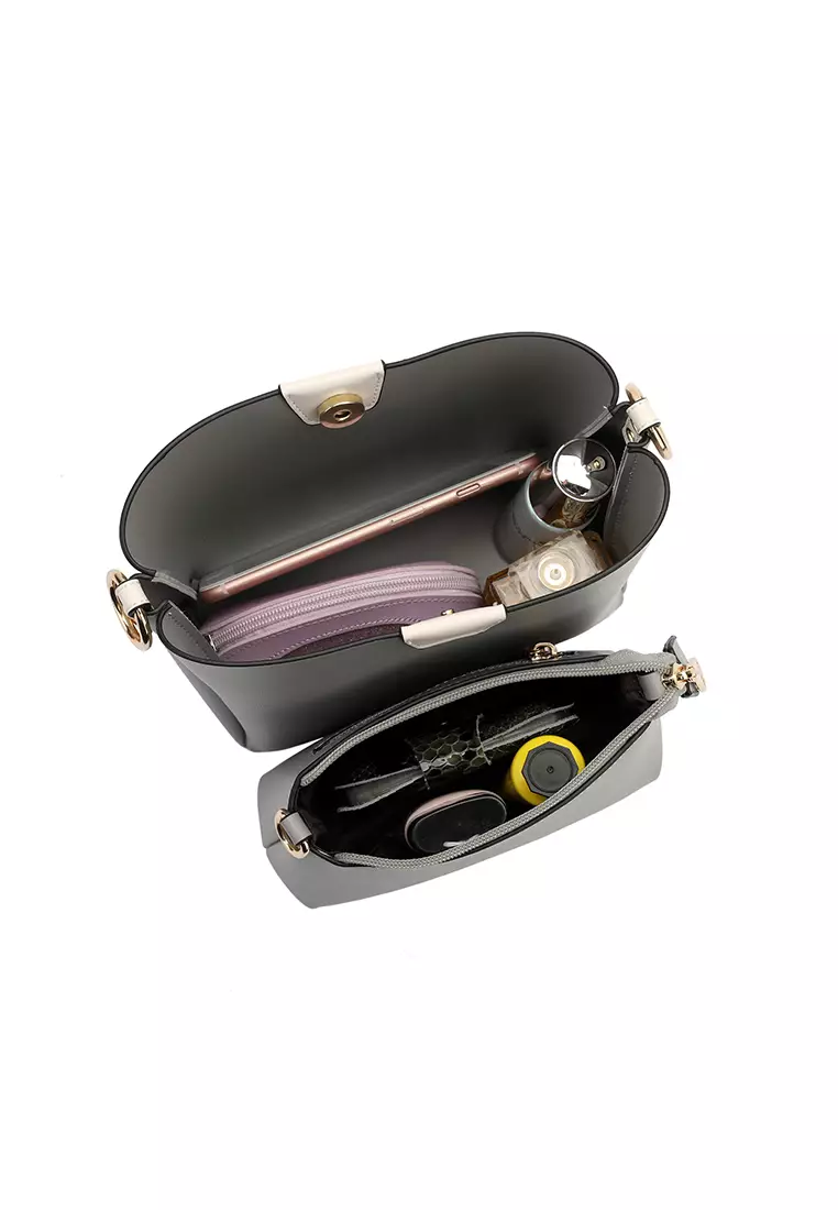 2-In-1 Top Handle Bag Sling Bag & Sling Bag (二合一 手拿袋 & 斜孭袋) - 灰色