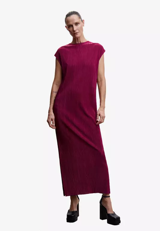 Pleated Satin Dress