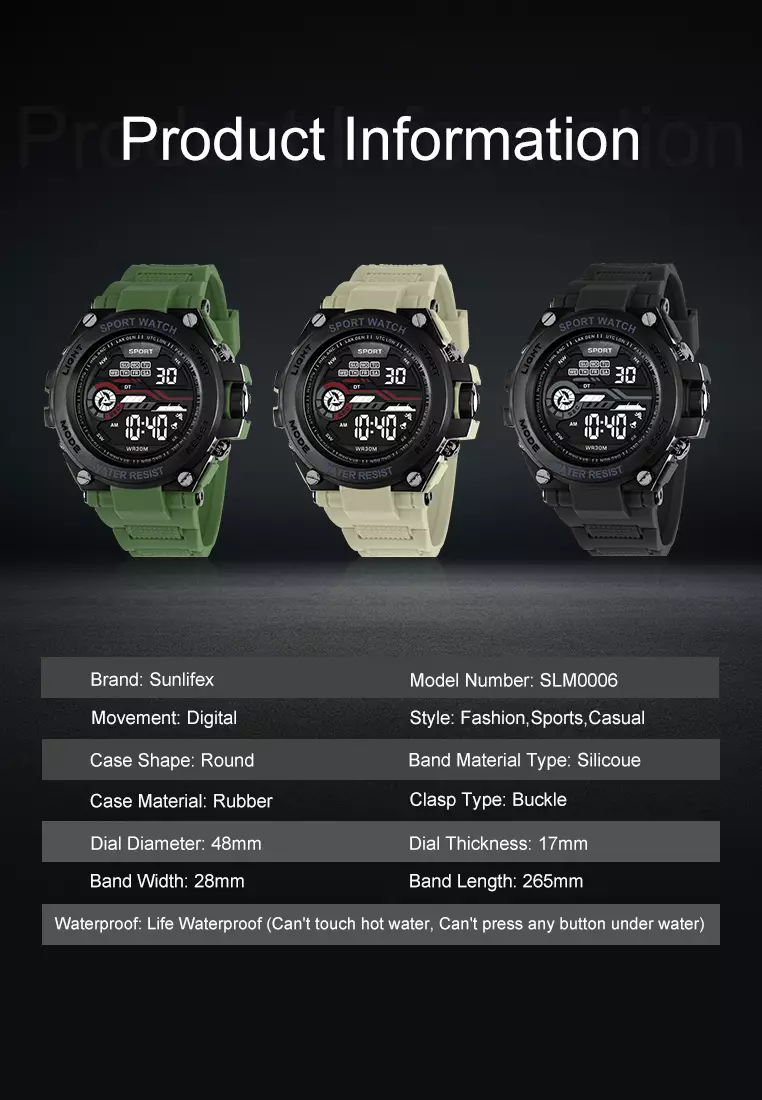 Jam Tangan Pria Analog&Digital Original Tali Silikon Anti Air Jam Tangan Cowok greenblack