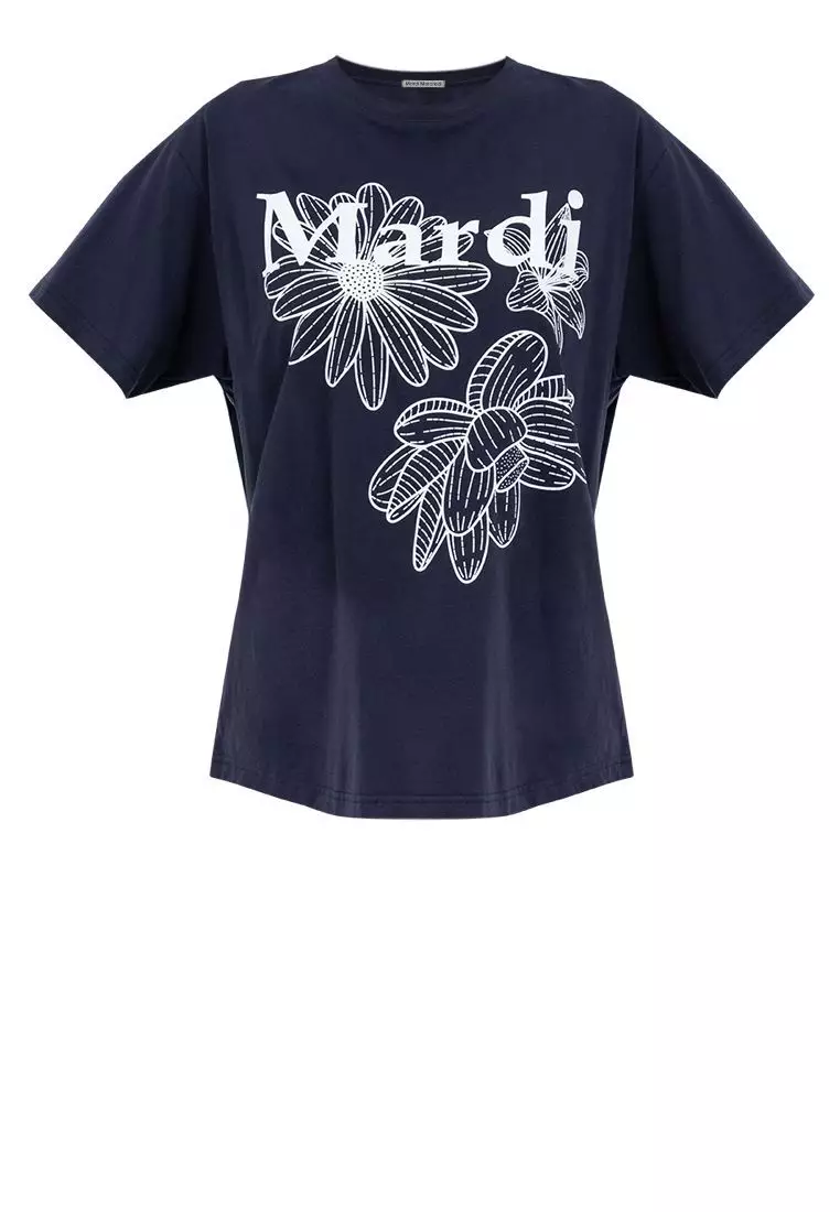 Tshirt Triple Flower_ Navy White