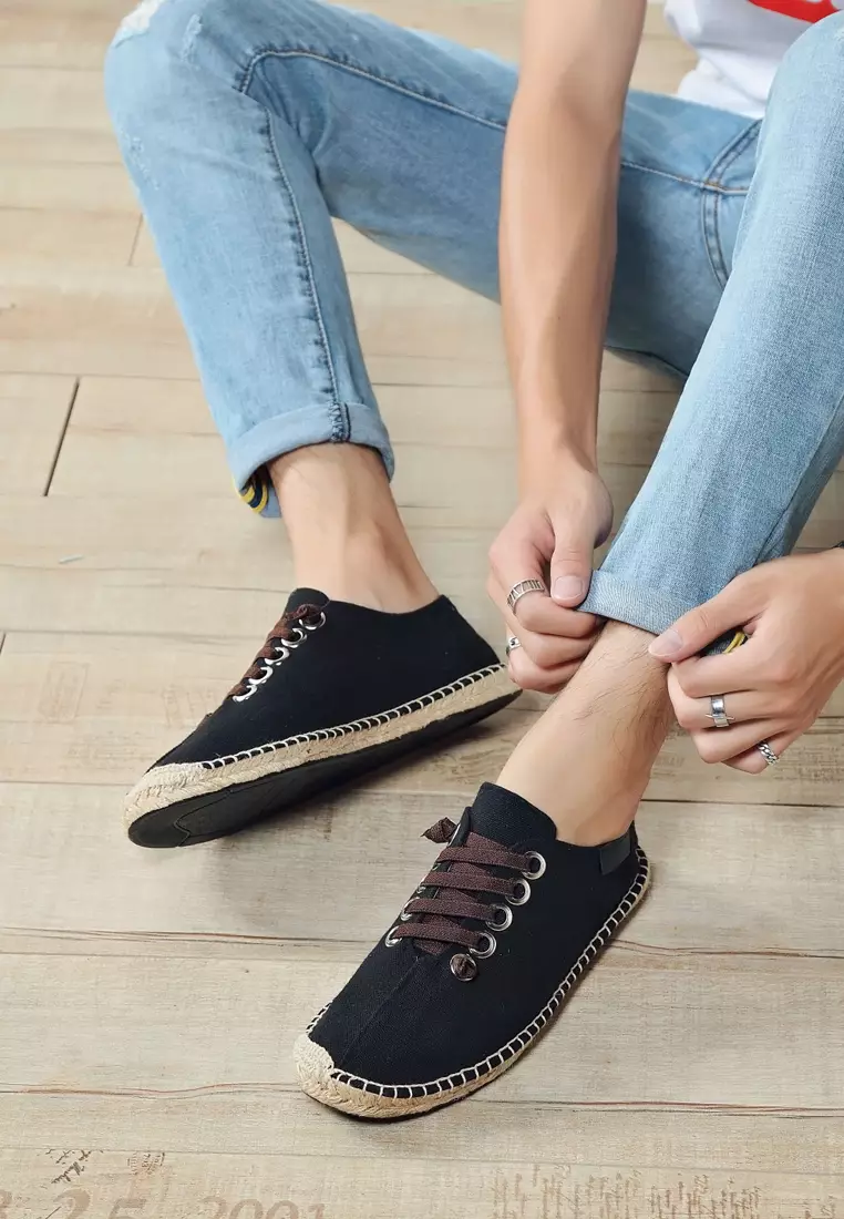 Color Matching Lace Up Canvas Espadrilles QZ-X35