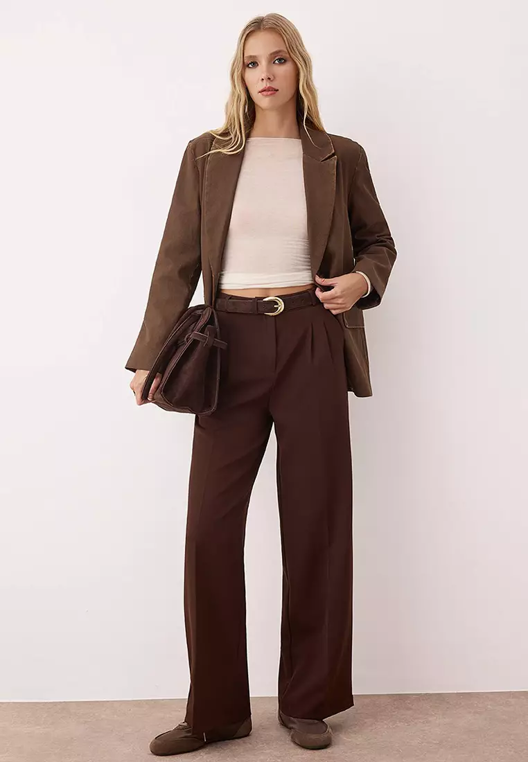 Pleated Wide Leg Trousers