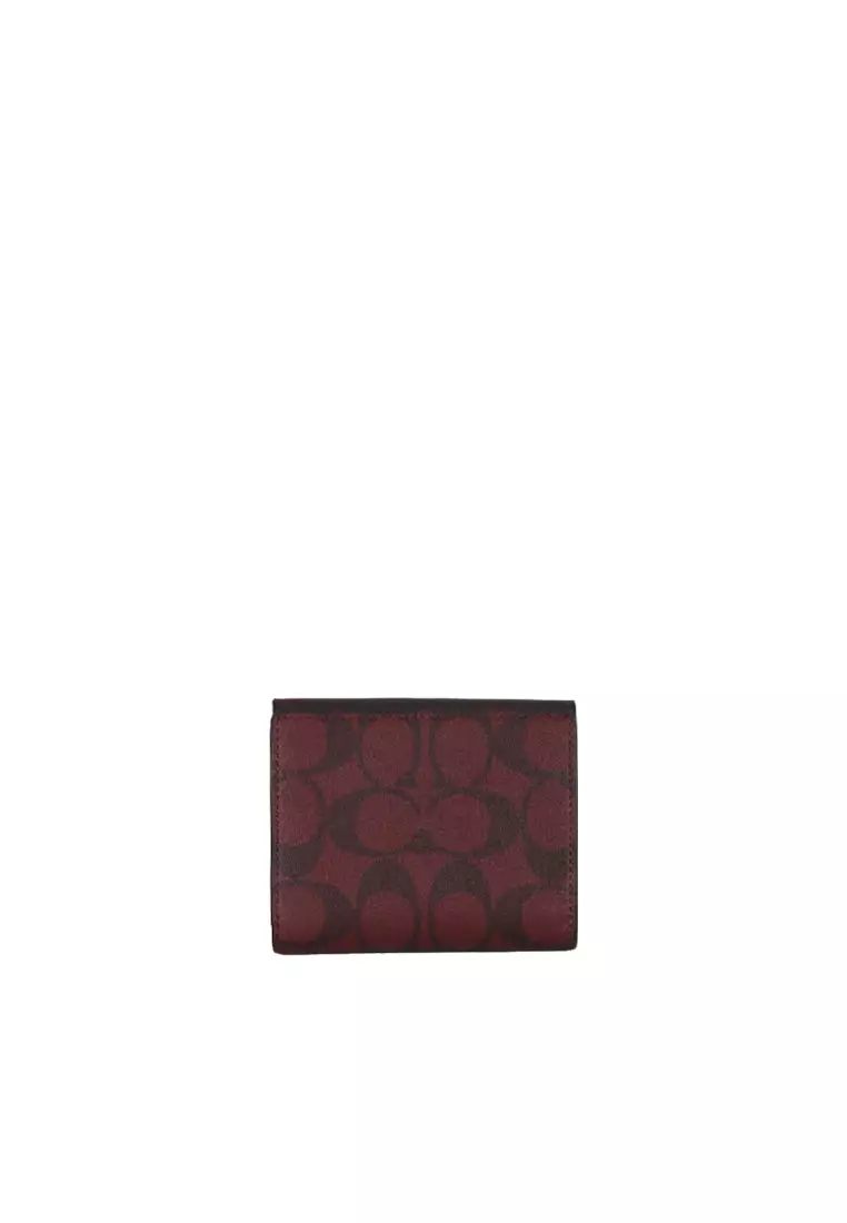 Buy Coach Coach Small Wallet Signature Canvas In Oxblood Multi