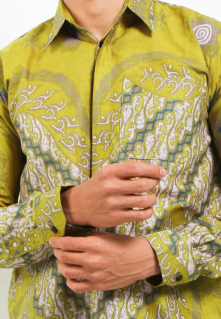 Athela Kemeja Batik Premium Pria Casual Modern Lengan Panjang