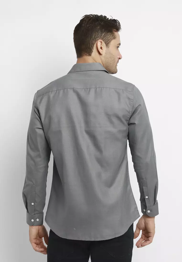 MAGINOT EMELYN CHARCOAL Kemeja Casual Slim Fit Lengan Panjang