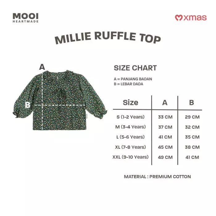 Mooi Atasan Anak Perempuan Millie Ruffle Top - Forest Green