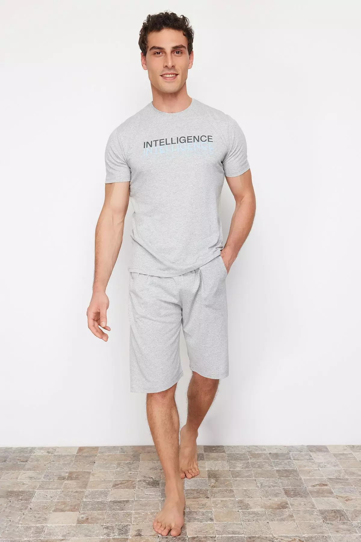 Regular Fit Crew Neck Pyjamas Set