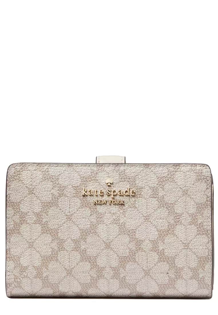 Kate Spade Signature Spade Flower Medium Compact Bifold Wallet in Dark Mushroom Cap Multi KG488