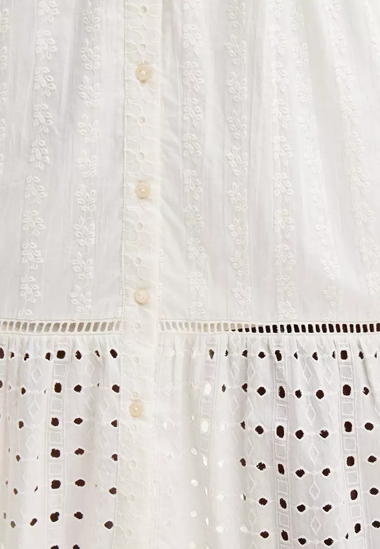 Desigual Woman Embroidered midi shirt dress.