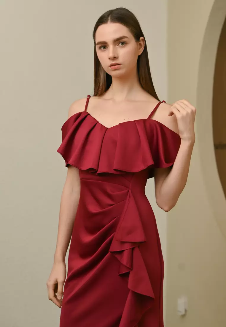 strapless open back dress Red Dress | Poppy Red Cotton Floral Mini Shirt Dress main image 1