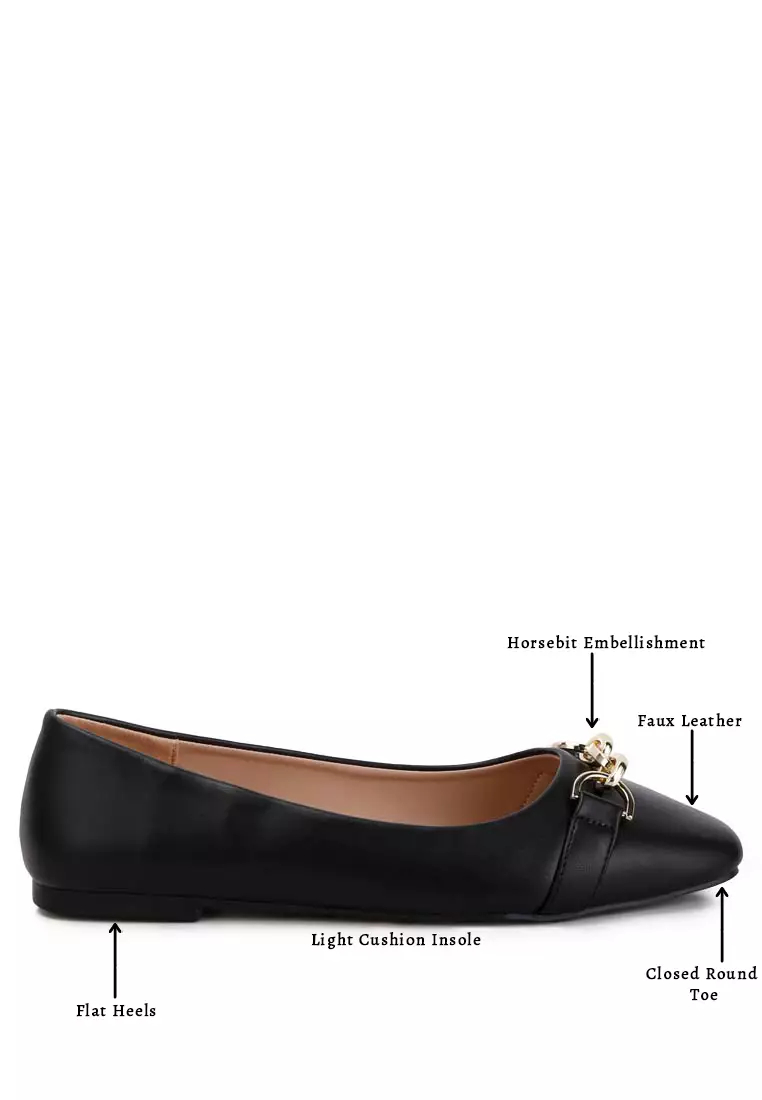 Black Embellished Flat Ballets