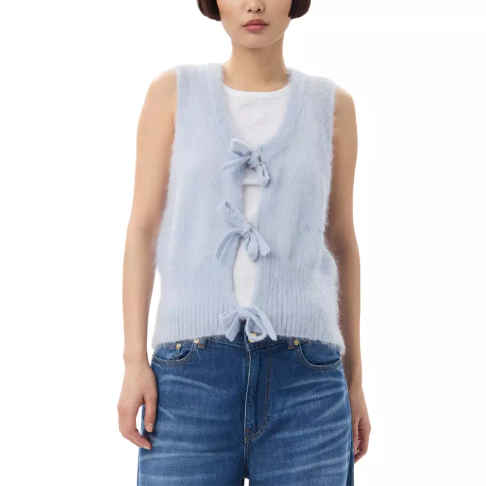 [4.4PRIL KEJUTAN HARGA] Blue Mohair Tie String Vest Heather
