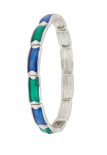 estele green and blue Estele Rhodium Plated Attractive Cuff Bracelet with Blue & Green Enamel for Women DFC3DAC2238983GS_1
