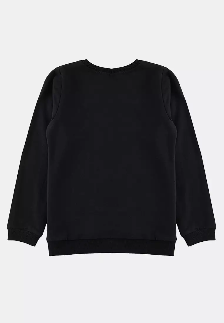 Black Girls Printed Cotton Knitted Sweatshirt Tkdaw25Sw00011