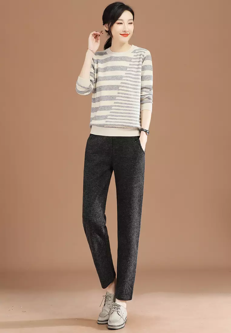 Buy Its Me Elastic Waist Warm Trousers (Plus Cashmere) 2025 Online 