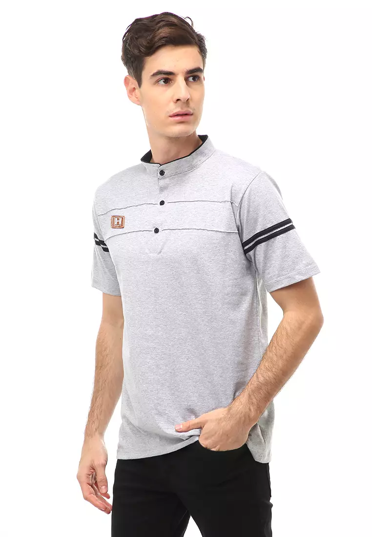 Jack Atasan Formal Kaos Polo Pria Kerah Sanghai Short Sleeve Material Cotton ORIGINAL - Gray