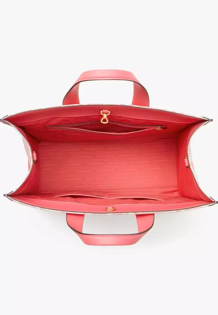 Kate Spade Flower Two-tone Canvas Manhattan Large Tote Pink