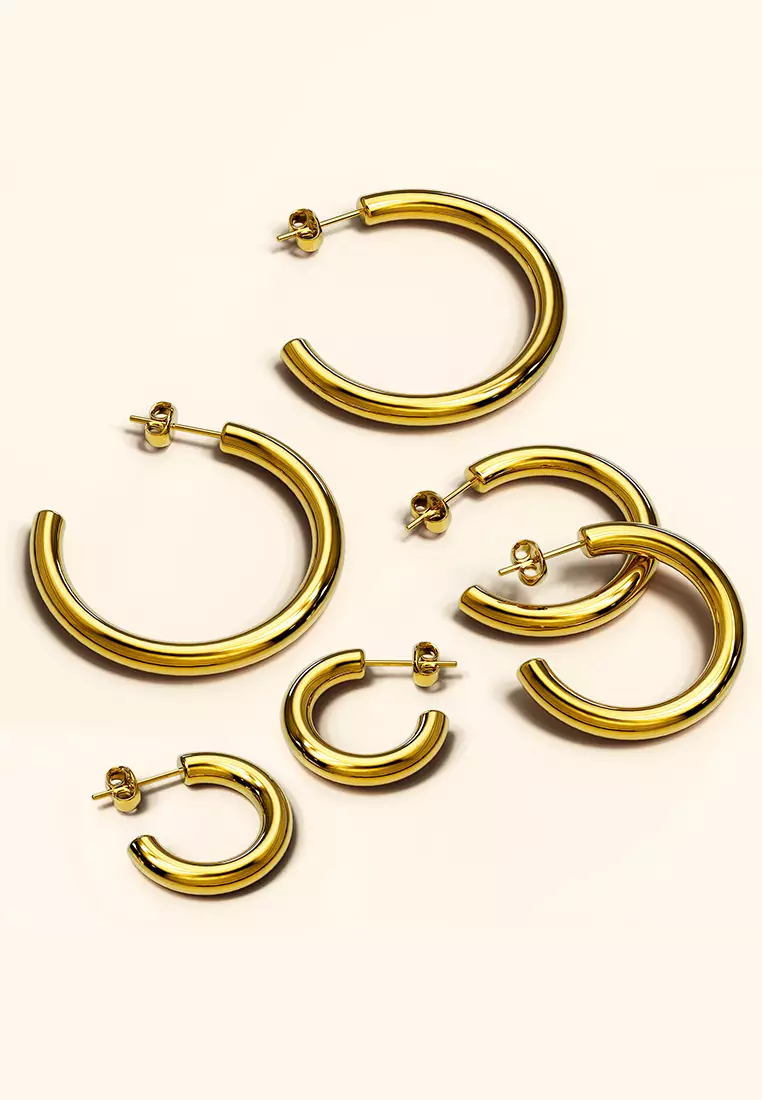 Erica Gold Hoop Earrings 30mm